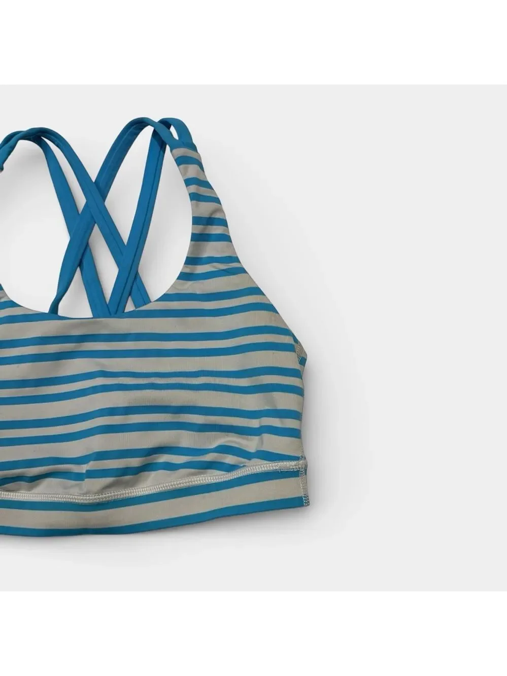 LULULEMON Energy Bra Twin Stripe Spry Blue Sports Bra, Athletic Bra, Sz 6 - Picture 4 of 13